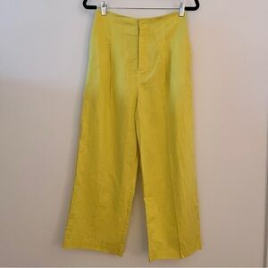 ZARA citrus yellow linen wide leg trousers